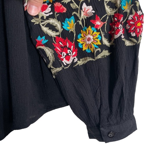 Anthropologie Maeve Lanie Boho Embroidered Peasant Top Small Black Tassel - Picture 10 of 12